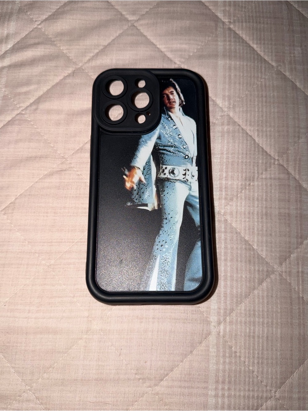 Black Elvis Graphic Protective iPhone 15 Pro Max Case